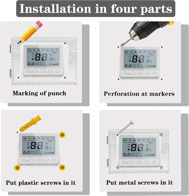 PILISPARK 2PC Thermostat Lock Box,Thermostat Cover with Lock,PC Wall Thermostat Lockbox,Fits Thermostats 4.8" H x 6" W or Smaller,Mainly for Home Thermostat - Image 4